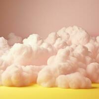 A cotton candy yellow background with fluffy clouds photo
