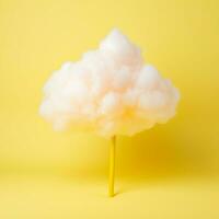 A cotton candy yellow background with fluffy clouds photo