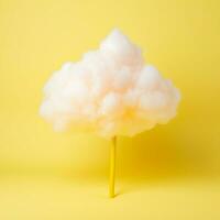 A cotton candy yellow background with fluffy clouds photo