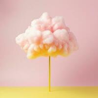 A cotton candy yellow background with fluffy clouds photo