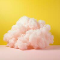 A cotton candy yellow background with fluffy clouds photo