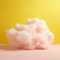 A cotton candy yellow background with fluffy clouds photo