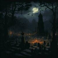 A haunted graveyard full of shadows photo