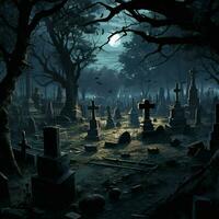 A haunted graveyard full of shadows photo