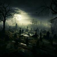 A haunted graveyard full of shadows photo