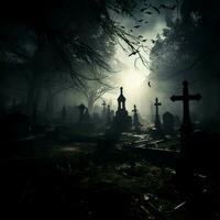 A haunted graveyard full of shadows photo