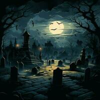 A haunted graveyard full of shadows photo