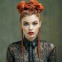 Braided top knot with a bohemian vibe photo