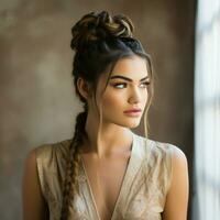 Braided top knot with a bohemian vibe photo