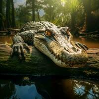 Crocodile wild life photography hdr 4k photo