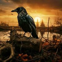 Crow wild life photography hdr 4k photo