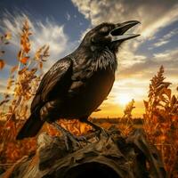 Crow wild life photography hdr 4k photo