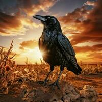 Crow wild life photography hdr 4k photo