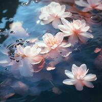 Delicate petals floating on a calm pond photo