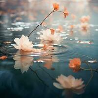 Delicate petals floating on a calm pond photo