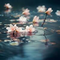 Delicate petals floating on a calm pond photo