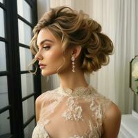 Elegant updo with delicate curls photo