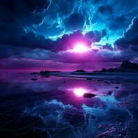 Electric purple and calm turquoise high quality ultra hd photo