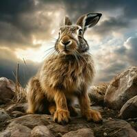 Hare wild life photography hdr 4k photo