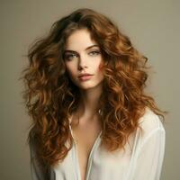 Loose and natural curls with a side parting photo