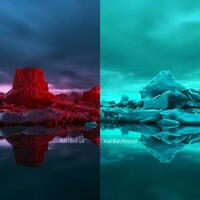 mint blue vs ruby red high quality photo