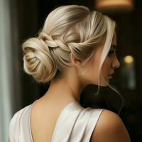 Polished twisted chignon with braided accents photo