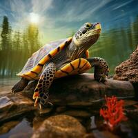 Tortuga salvaje vida fotografía hdr 4k foto