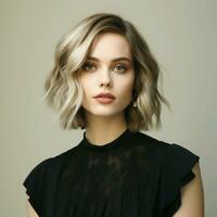 Wavy bob with a deep side parting photo