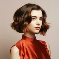 Wavy bob with a deep side parting photo