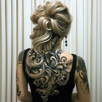 woman hair style from back side photo