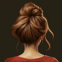 woman hair style realistic from backside veiw photo