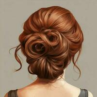 woman hair style realistic from backside veiw photo