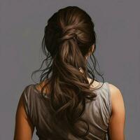 woman hair style realistic from backside veiw photo