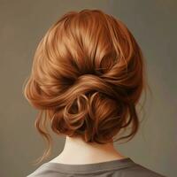 woman hair style realistic from backside veiw photo