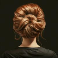 woman hair style realistic from backside veiw photo