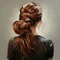 woman hair style realistic from backside veiw photo