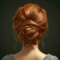 woman hair style realistic from backside veiw photo