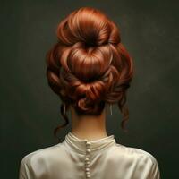 woman hair style realistic from backside veiw photo