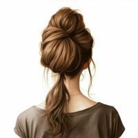 woman hair style realistic from backside veiw photo