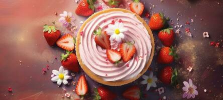 strawberry cake tart pie dessert pastry food, AI Generative photo