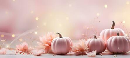 halloween pink sparkle pumpkin flowers, AI Generative photo