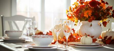 halloween, thanksgiving table settings decoration, AI Generative photo