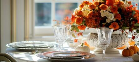 halloween, thanksgiving table settings decoration, AI Generative photo