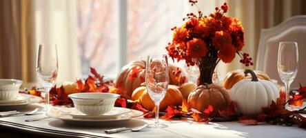 halloween, thanksgiving table settings decoration, AI Generative photo