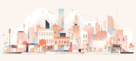 city cityscape urban buildings illustration design, ai photo