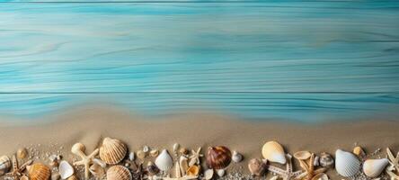 seashells on the beach sea sand summer, ai photo