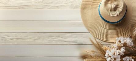 seashells hat on the beach sea sand summer, ai photo