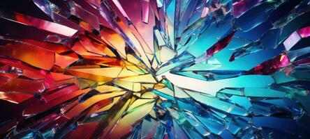 broken glass, colorful crystal texture, ai photo