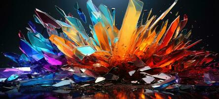 broken glass, colorful crystal texture, ai photo