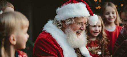 santa claus giving presents gift to kids christmas xmas, ai photo